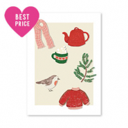 Tarjetas para joyería inverno Blanco-rojo-verde