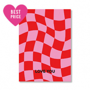 Tarjetas para joyería "Love you" Rosa-rojo