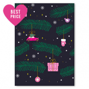Tarjetas para joyería Navidad Azul oscuro-rosa
