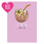 Tarjetas para joyería "Coco nuts about you" Lila-marrón