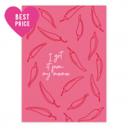 Tarjetas para joyería "I got it from my mama" Rosa fuerte