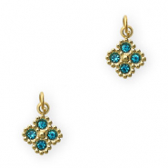 Colgantes Acero Inox flor Dorado-azul