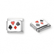 Acero Inox link-eslabón para pulsera italiana con dijes Acero Inox carta Plateado-blanco-rojo-negro