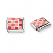 Acero Inox link-eslabón para pulsera italiana con dijes Acero Inox bloques Plateado-rosa-rojo