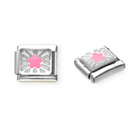 Acero Inox link-eslab&oacute;n para pulsera italiana con dijes Acero Inox estrella Plateado-rosa-amarillo