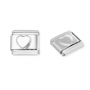 Acero Inox link-eslabón para pulsera italiana con dijes Acero Inox corazón Plateado