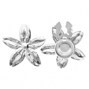 Cubrebotones Acero Inox flor Plateado