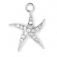 Colgantes metálicos estrella de mar con strass Plateado-transparente