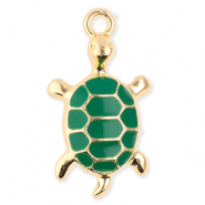 Colgantes met&aacute;licos tortuga Dorado-verde