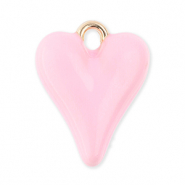 Colgantes met&aacute;licos coraz&oacute;n Dorado-rosa claro