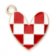 Colgantes met&aacute;licos coraz&oacute;n con cubitos Dorado-rojo-blanco