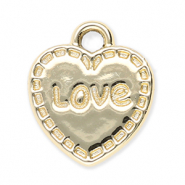 Colgantes metálicos corazón "Love" Dorado