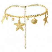 Cadena para la cadera vida marina con imitación de perlas Dorado-blanco