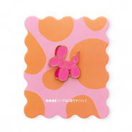 BY31® Pin perro globo en una tarjeta Naranja-rosa multicolor-dorado