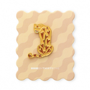 BY31® Pin leopardo en una tarjeta Beige-marrón-rojo-dorado