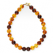 BY31&reg; Collares de abalorios acr&iacute;licos 16mm brillante Marr&oacute;n &aacute;mbar-dorado