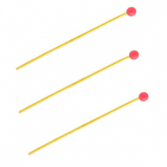 BY31® Fornituras Acero inox bastón con cabeza bola 35mm Dorado-rojo