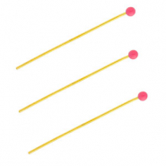 BY31® Fornituras Acero inox bastón con cabeza bola 35mm Dorado-rosa magenta