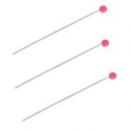 BY31® Fornituras Acero inox bastón con cabeza bola 35mm Plateado-rosa magenta