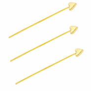 BY31® Fornituras Acero inox bastón con cabeza corazón 35mm Dorado