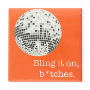 BY31® Azulejo decorativo con frase "Bling it on, b*tches." Naranja cálida-blanco-gris