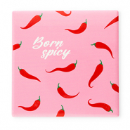BY31® Azulejo decorativo con frase "Born spicy" Rosa-rojo-verde-blanco