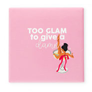 BY31® Azulejo decorativo con frase "Too glam to give a damn" Rosa-blanco-rojo-negro