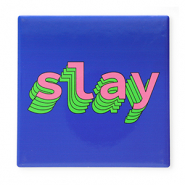BY31® Azulejo decorativo con frase "Slay" Azul-verde-rosa