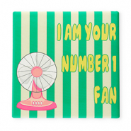 BY31® Azulejo decorativo con frase "I am your number 1 fan" Verde-rosa-blanco-amarillo