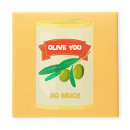 BY31® Azulejo decorativo con frase "Olive you so much" Amarillo-verde-rojo-blancuzco