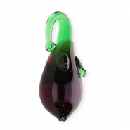 Colgantes de vidrio a mano berenjena Vino tinto frutos rojos transparente-verde transparente