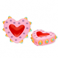 Abalorios de vidrio a mano corazón Rosa claro-multicolor