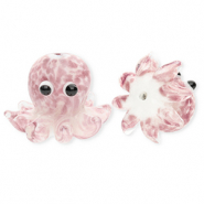 Abalorios de vidrio a mano pulpo Malva-blanco