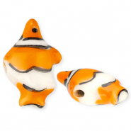 Abalorios de cerámica pez payaso Naranja-blancuzco-negro