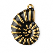 Colgantes Acero Inox esmalte concha Dorado-negro