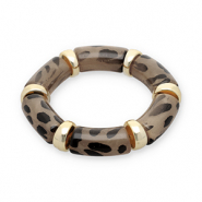 Pulseras de resina con estampado leopardo Dorado-transparente marrón ámbar claro-negro
