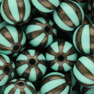 DQ&reg; Abalorios acr&iacute;licos 16 mm con rayas Verde turqueza-marr&oacute;n dorado