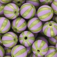 DQ&reg; Abalorios acr&iacute;licos 12 mm con rayas P&uacute;rpura-verde olivia