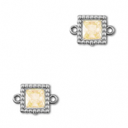 Entrepiezas acero Inox zircón cuadrado Plateado-naranja claro