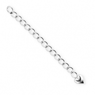BY31® Fornituras Acero inox extención set de cadena corazón Plateado