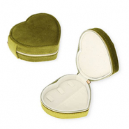 Caja de joyería para viaje corazón Verde oliva