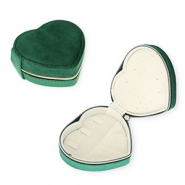 Caja de joyería para viaje corazón Verde esmeralda