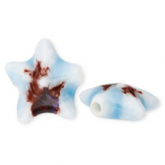 Abalorios de cerámica estrella de mar Azul claro-marrón