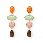 Pendientes trendy con perno de acero inox Dorado-naranja c&aacute;lido-verde-rosa-marr&oacute;n