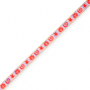 BY31® Cinta con texto lineas vida marina Rosa claro-azul suave-rojo amapola-dorado