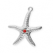 Colgantes Acero Inox estrella de mar Plateado-rojo