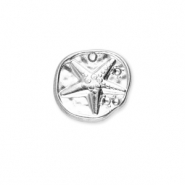 Colgantes Acero Inox redondos con estrella de mar Plateado