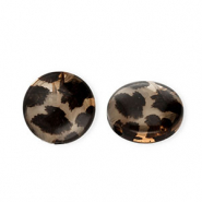 Abalorios acr&iacute;lico rondeles con estampado leopardo Marr&oacute;n claro transparente-marr&oacute;n oscuro