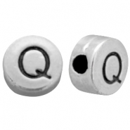 Abalorios letras met&aacute;licos DQ Q Plata vieja (sin n&iacute;quel)