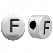 Abalorios letras met&aacute;licos DQ F Plata vieja (sin n&iacute;quel)
